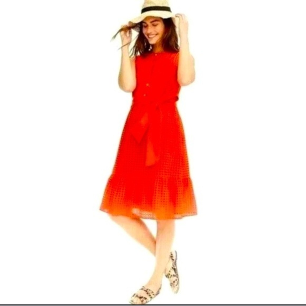 J Crew Eyelet Dress -00 red cotton eyelet , no sash , armpit to armpit -17 W-24